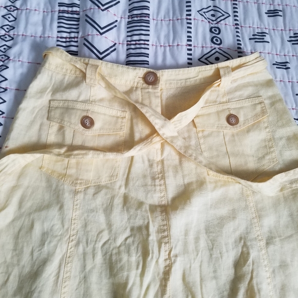 J Crew 100% Linen Light Butter Yellow Skirt 4 - Picture 5 of 8